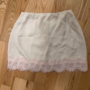 Source Unknown Ivory Mini Skirt with Blush Lace